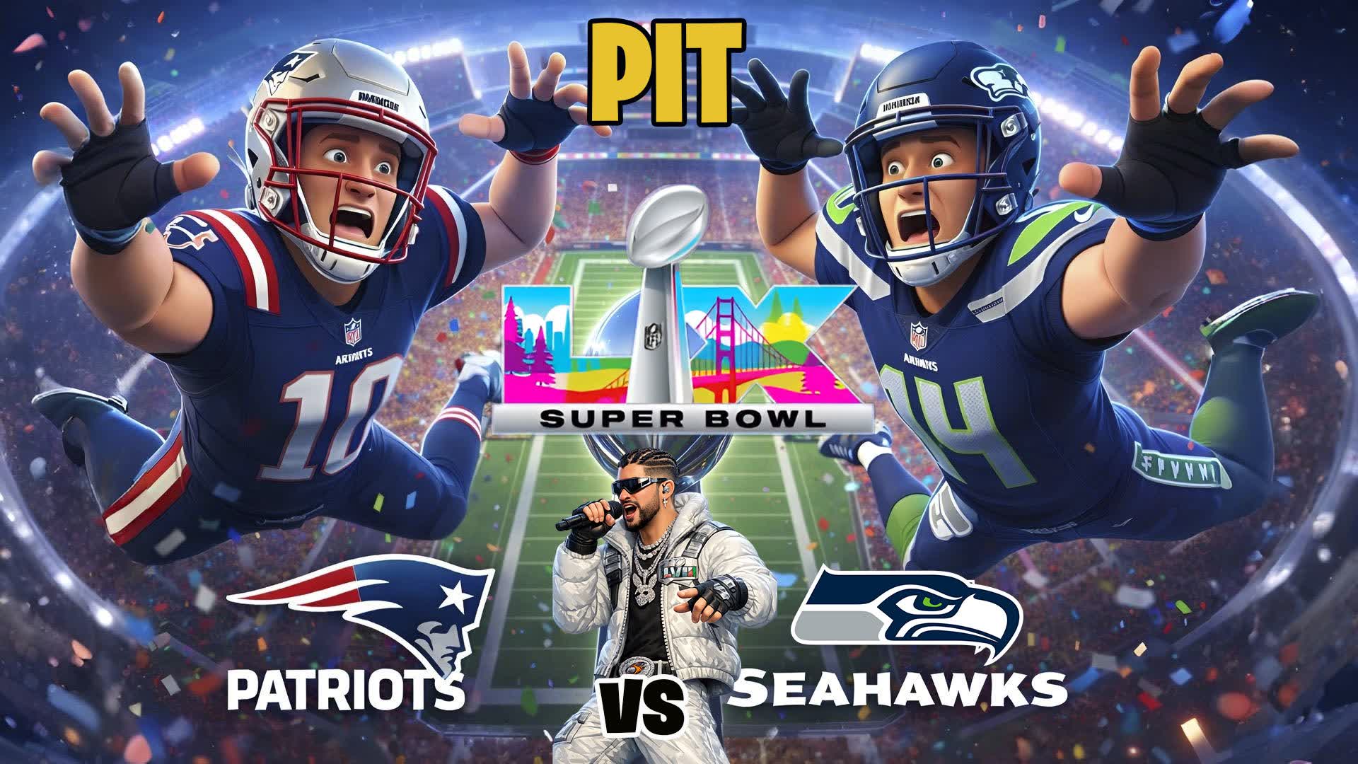 SUPER BOWL PIT SEAHAWKS v PATS BAD BUNNY