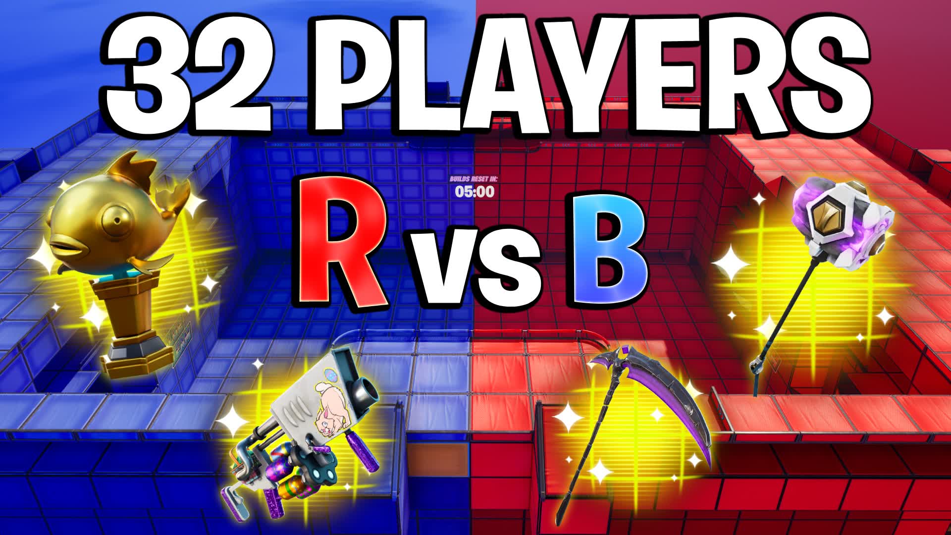 CRAZY 32 PLAYERS RED VS BLUE 🔴🔵