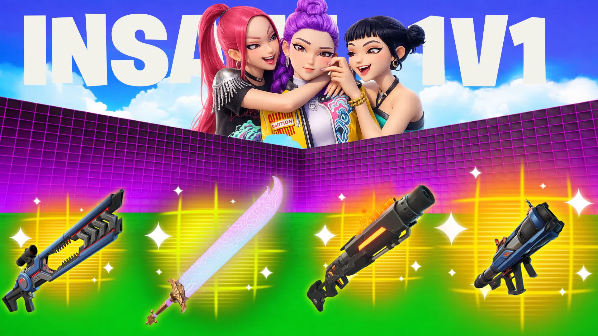 KPOP INSANE 1V1 FFA - ALL GUNS & RIDES