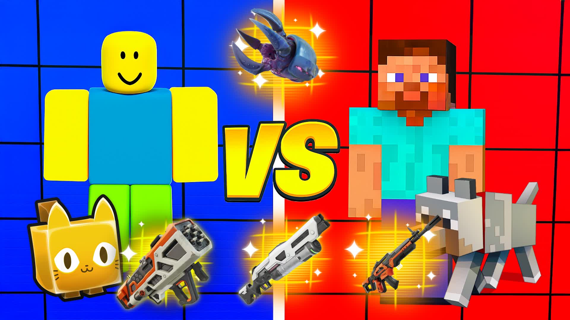 RED MINECRAFT VS BLUE ROBLOX