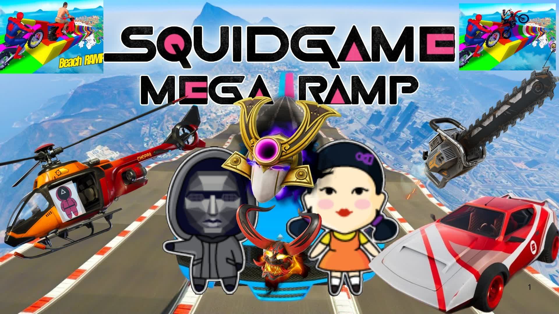 SQUIDD GAME CARS MEGA RAMP !
