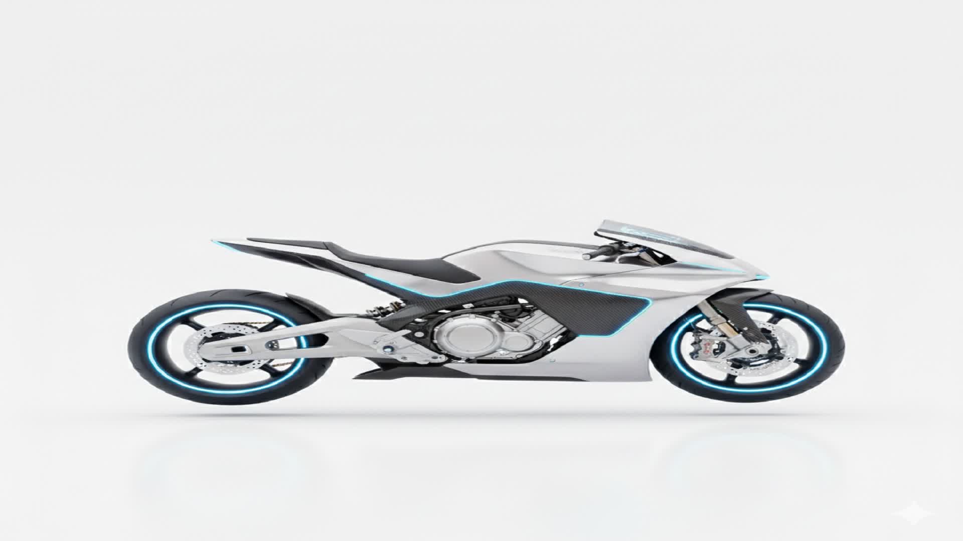 Uma moto futurista no meio do nada