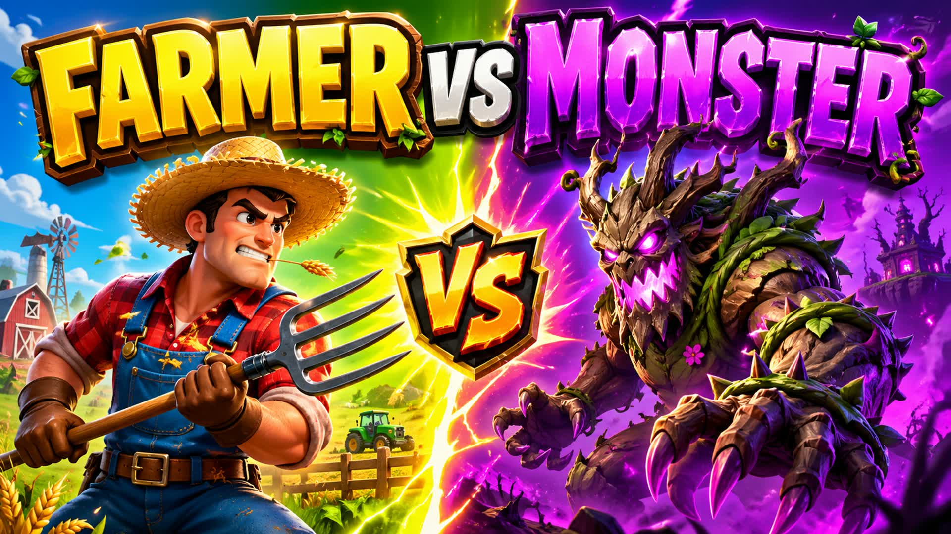 🌳 FARMERS VS MONSTERS | BATTLE