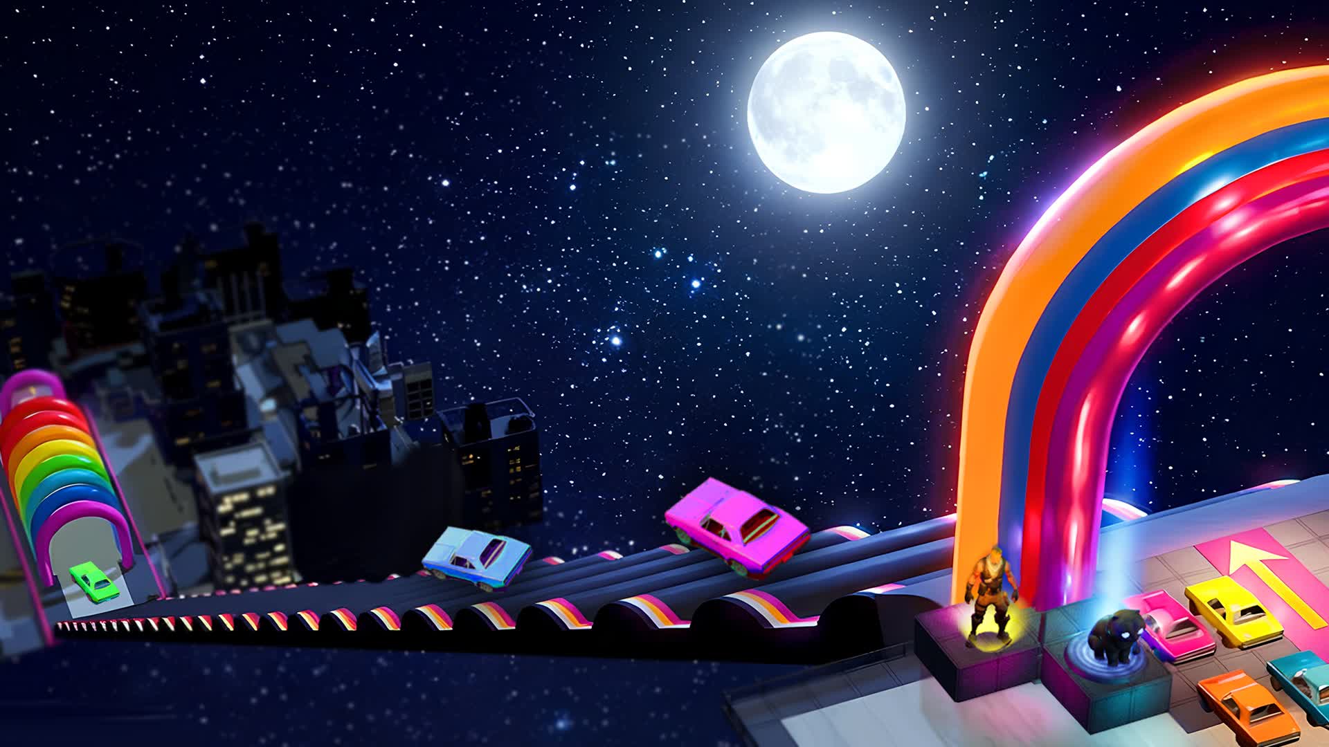 CARS MEGA RAMP KPOP NEON 🔴🟠🟡🟢🔵🟣