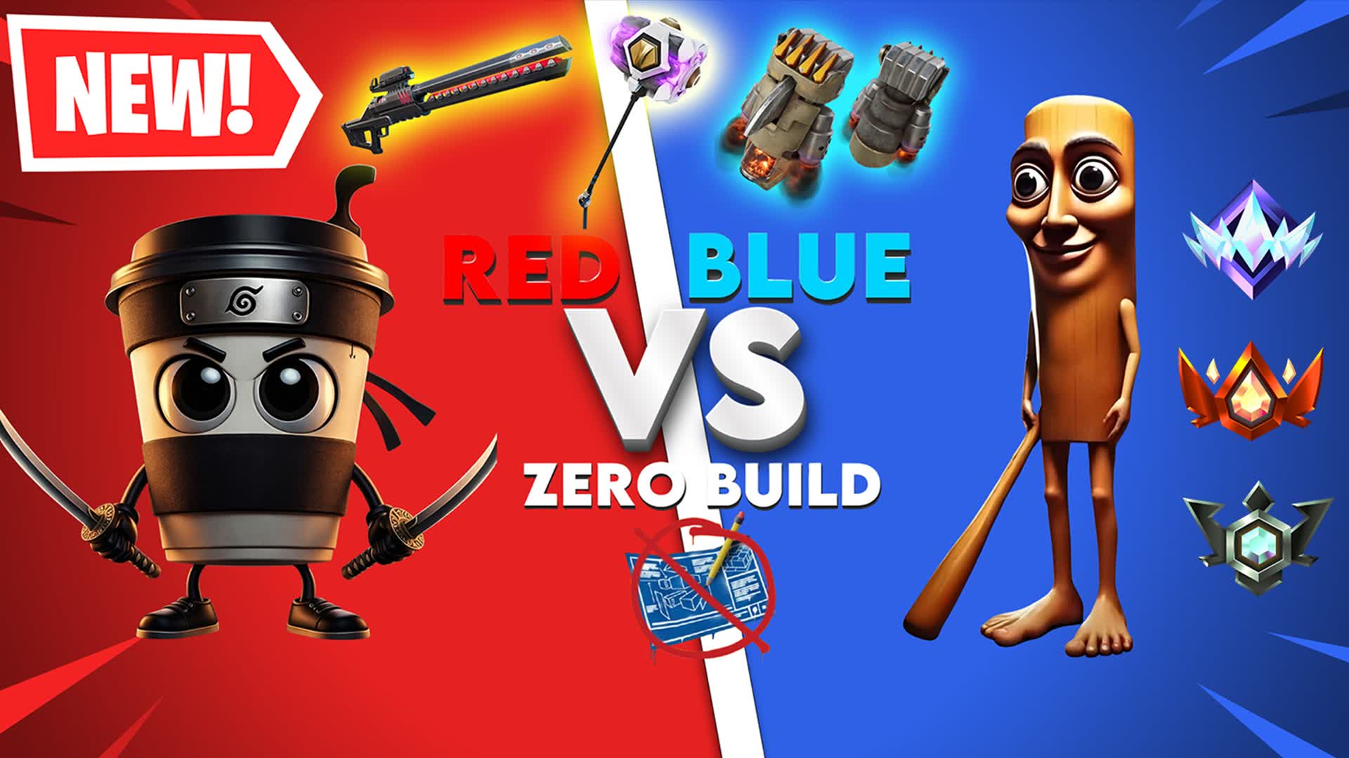Super Red vs Mega Blue🔴🔵Zero Build