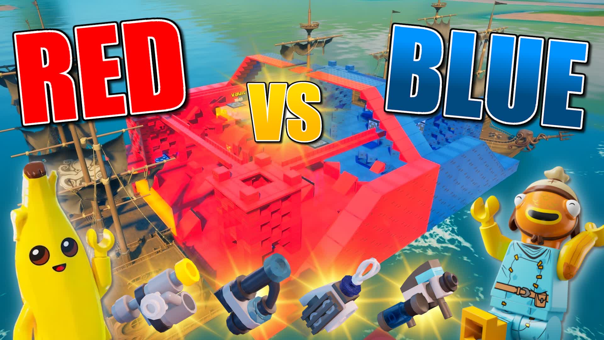 🧱 BRICK RED VS BLUE SHIP WARS 🔵🔴