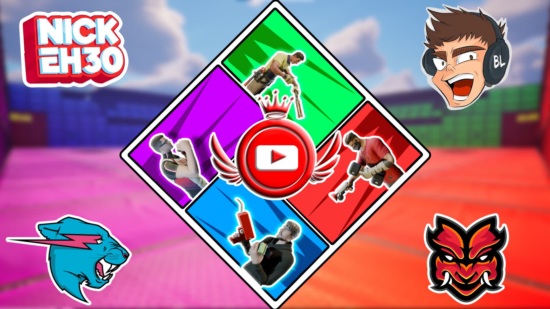 YouTuber Red VS Blue VS Green VS Purple