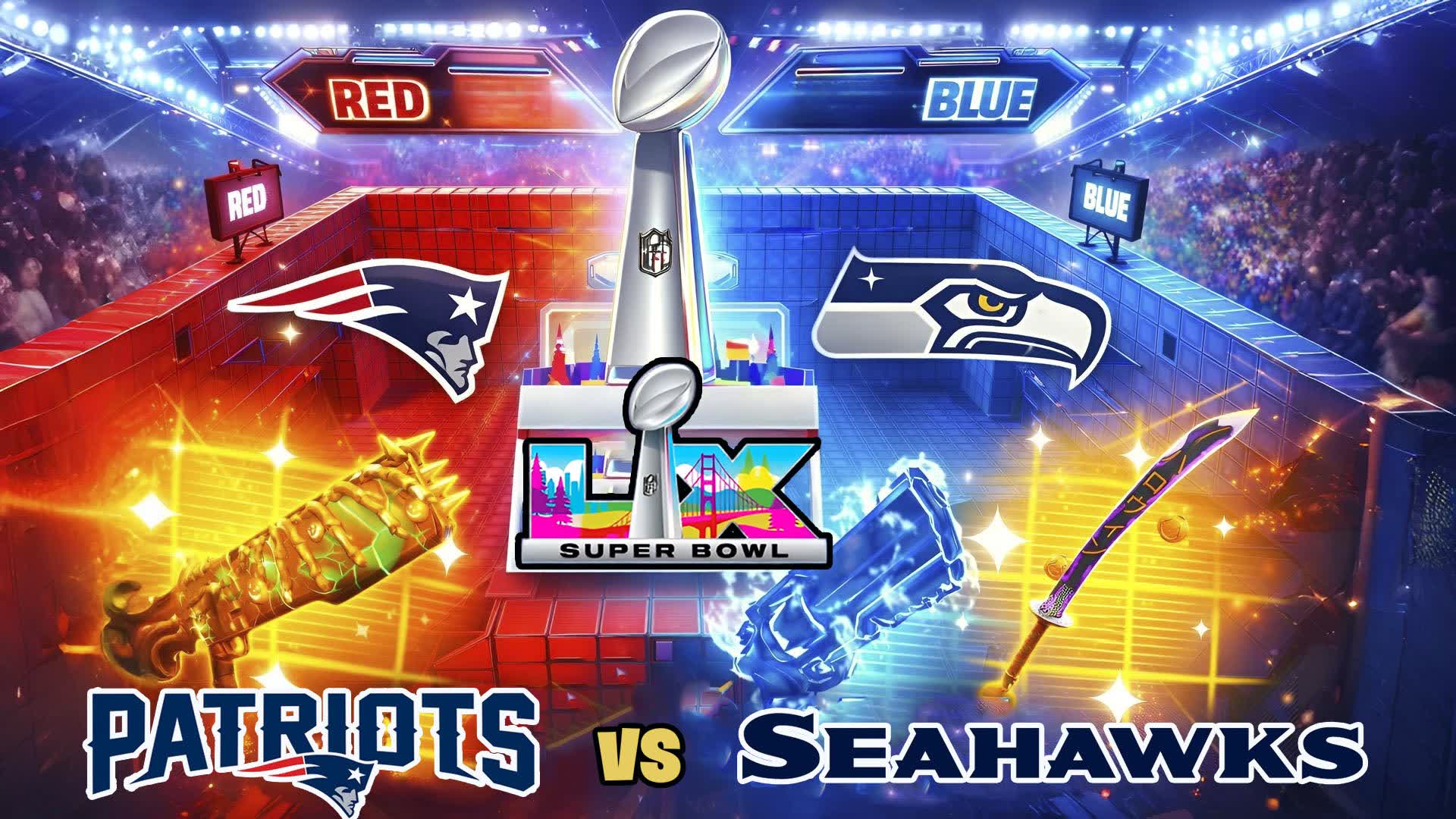 SUPER BOWL RED vs BLUE PATS vs SEAHAWKS