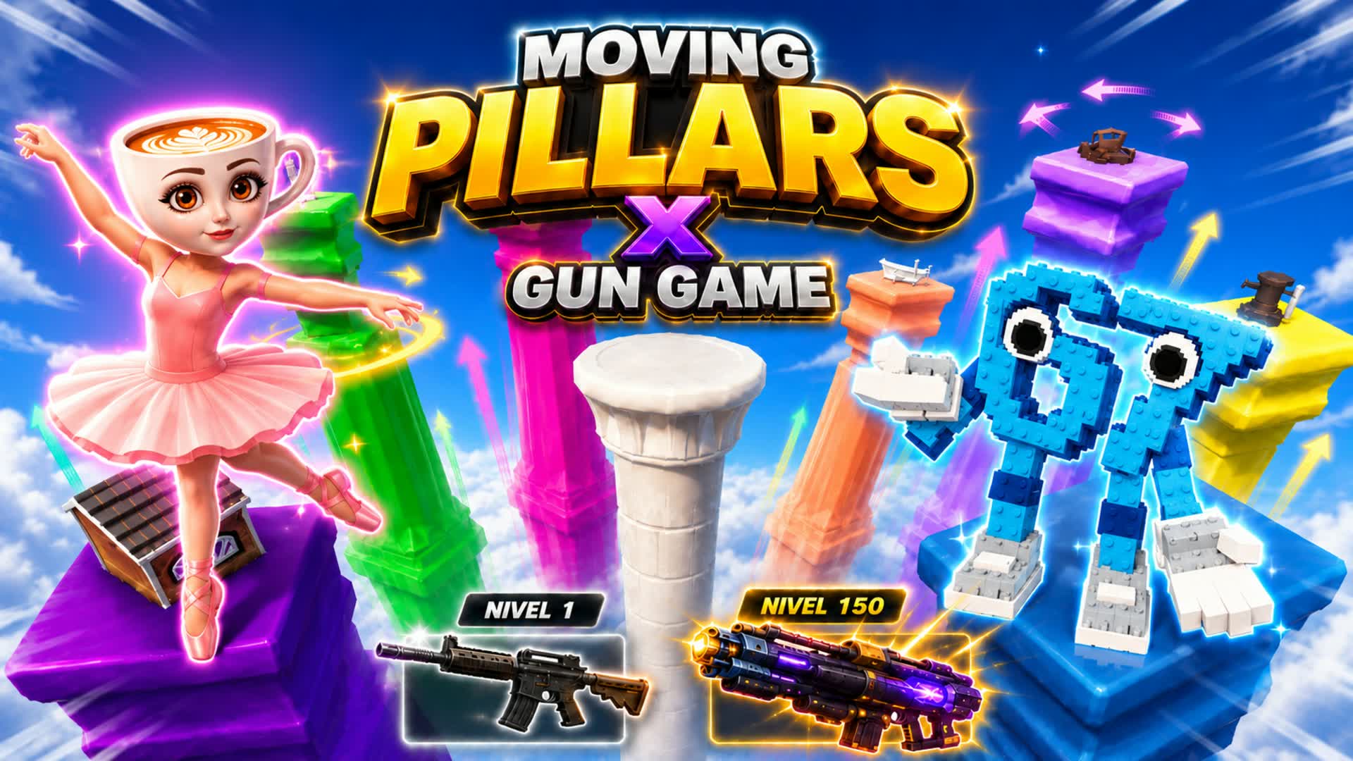 Moving Pillars X Gun Game (Brainrots Up)
