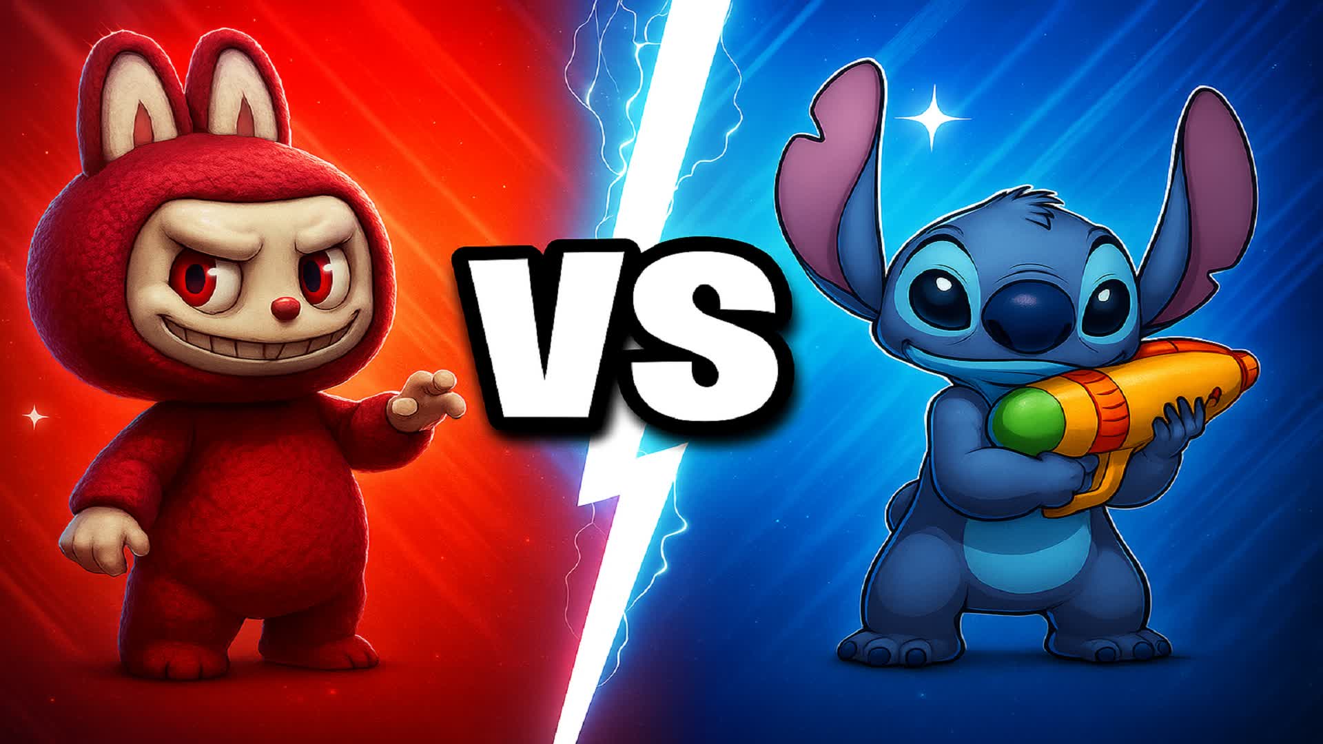 LABU RED VS STITCH RED VS BLUE 🔴🔵