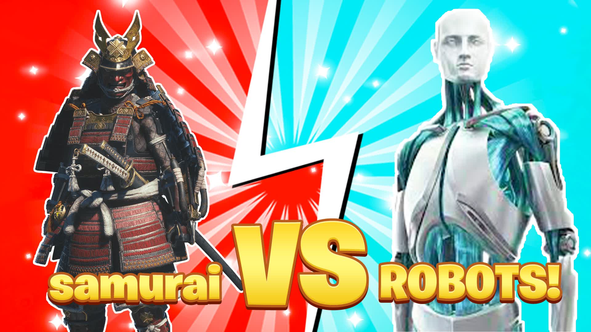 Samurai VS ROBOTS Red VS Blue!😱🔴🔵
