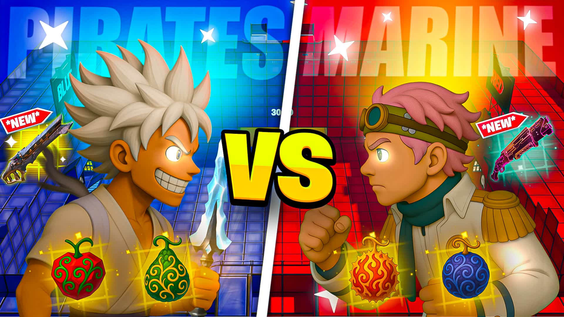 PIRATES VS MARINES🔴🔵ANIME RED VS BLUE