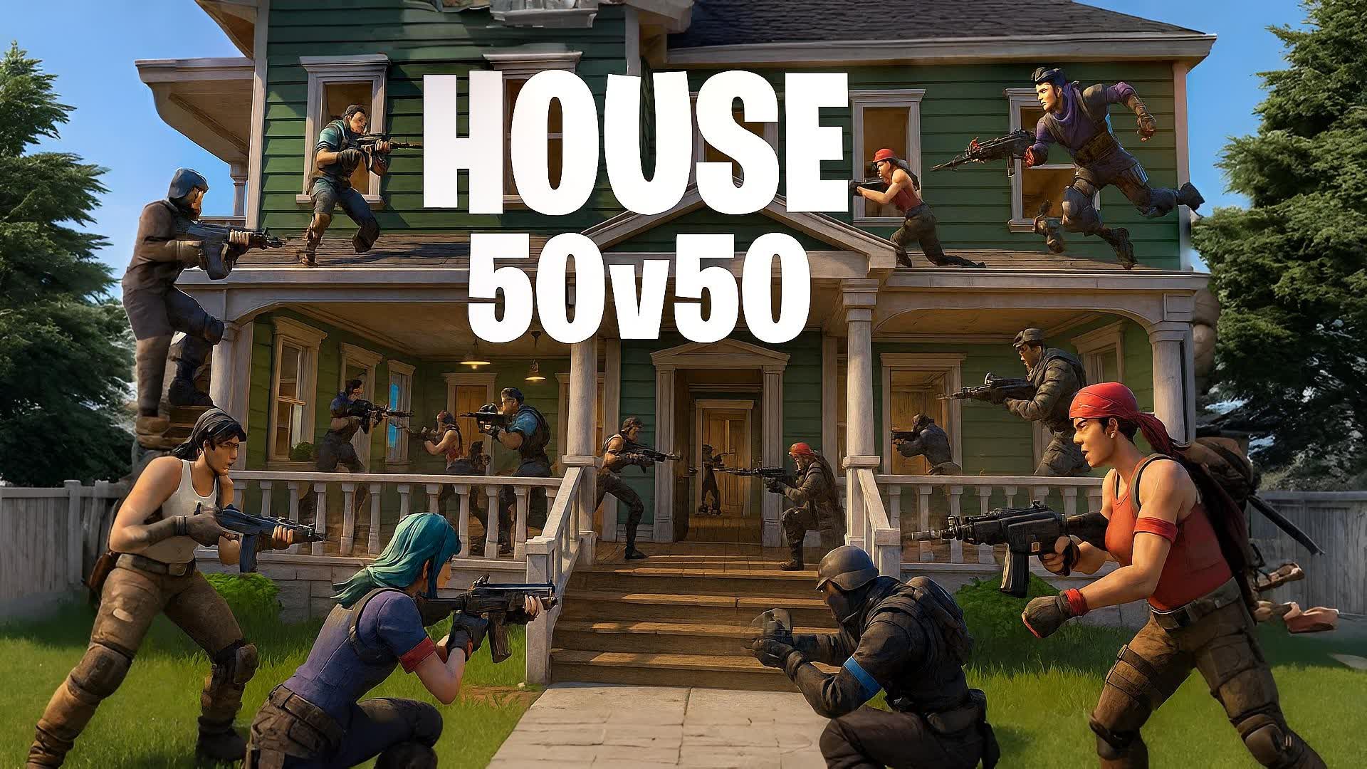 CRAZY 50v50 FIGHT in HOUSE 🔫GUN GAME 50