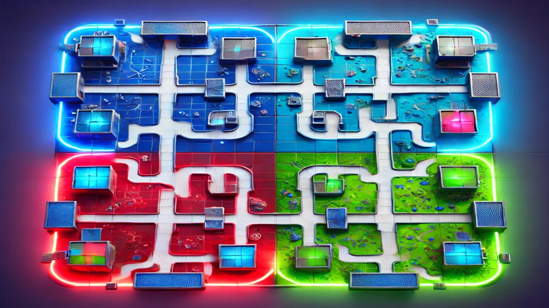 Battle of Four Teams: Upgrade & Conquer