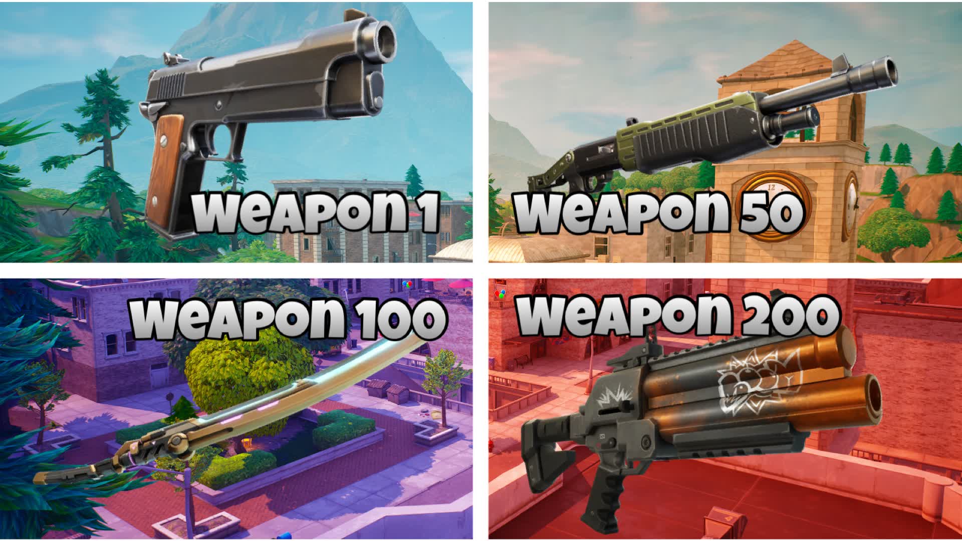 TILTED TOWERS GUN GAME ALL ROTATION