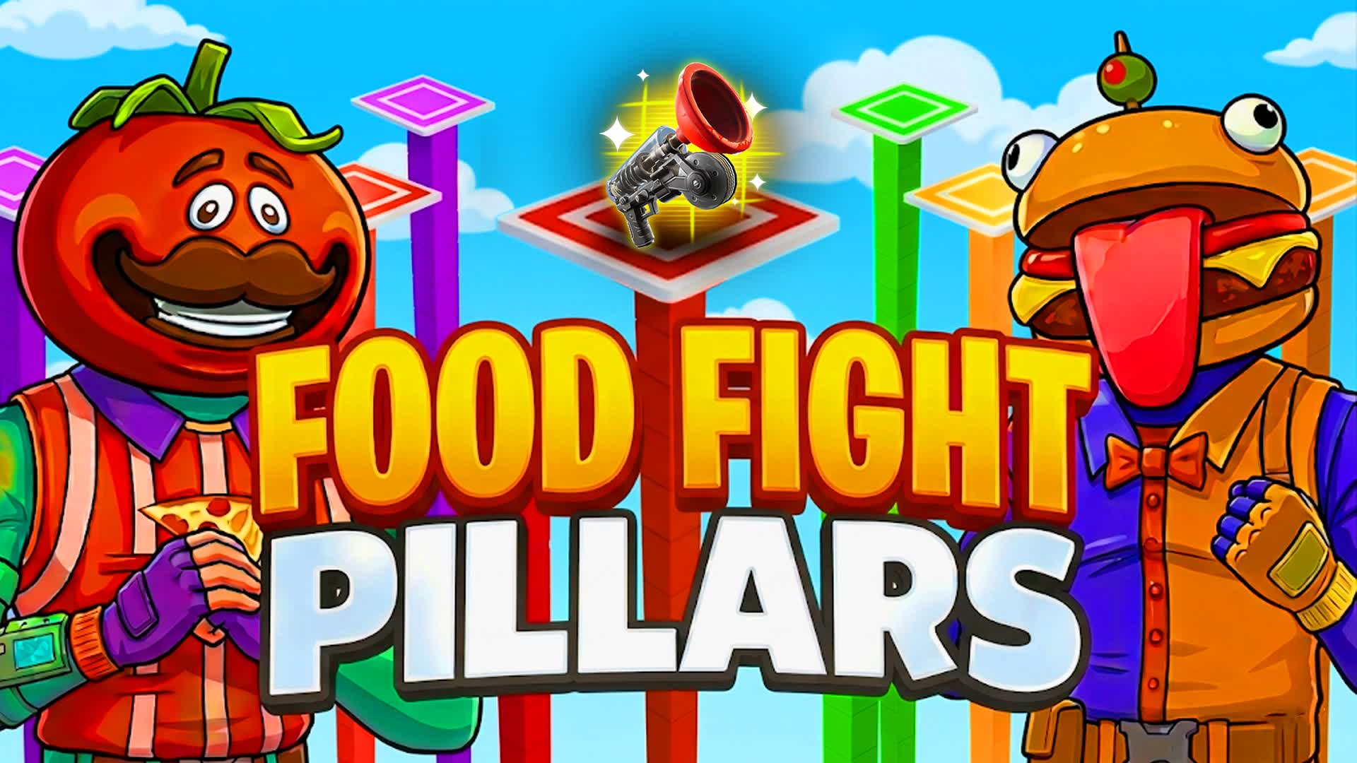 🍅 CRAZY FOOD FIGHT PILLARS 🍔