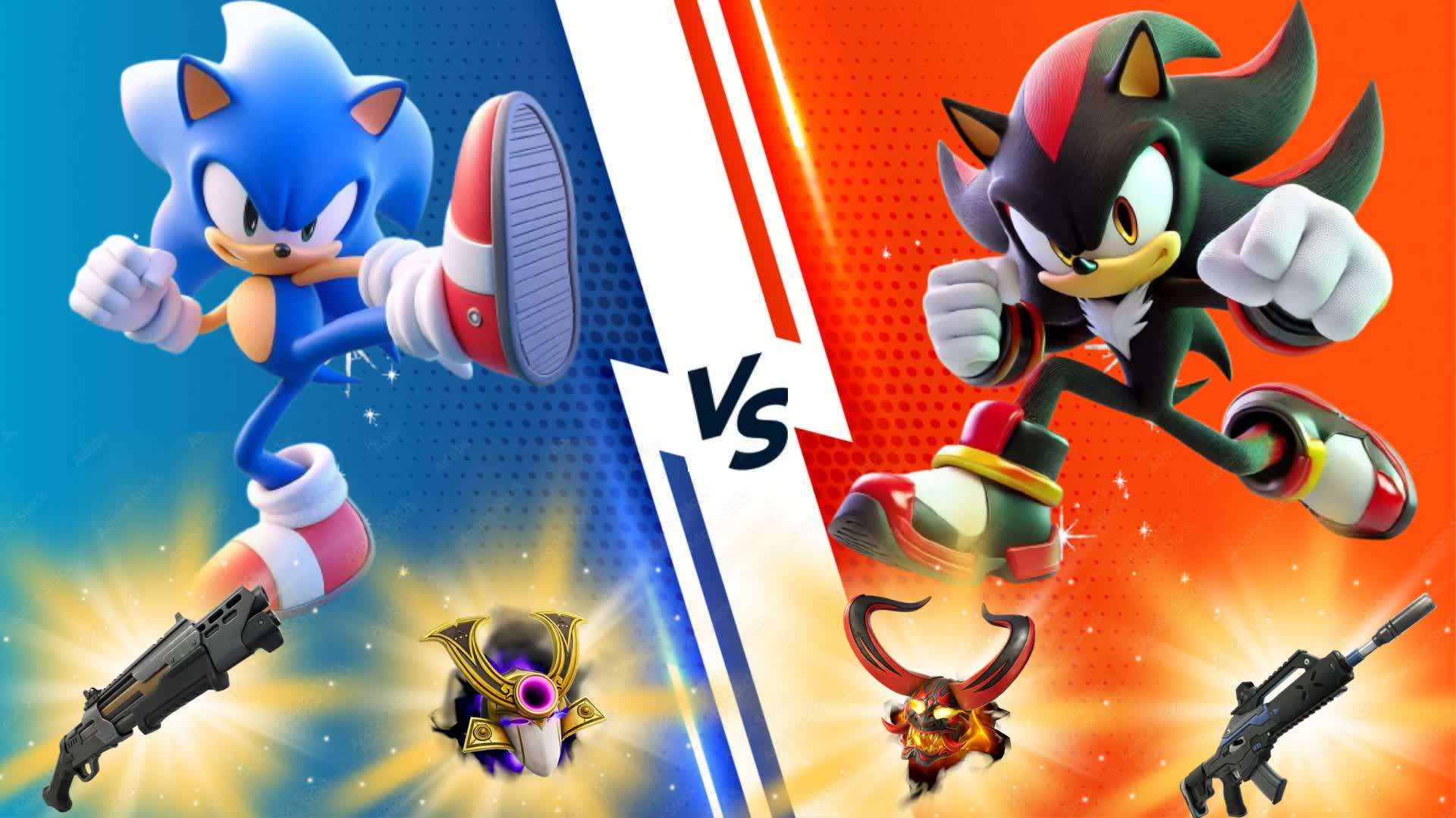 SONIC VS SHADOW SUPER BLUE VS RED