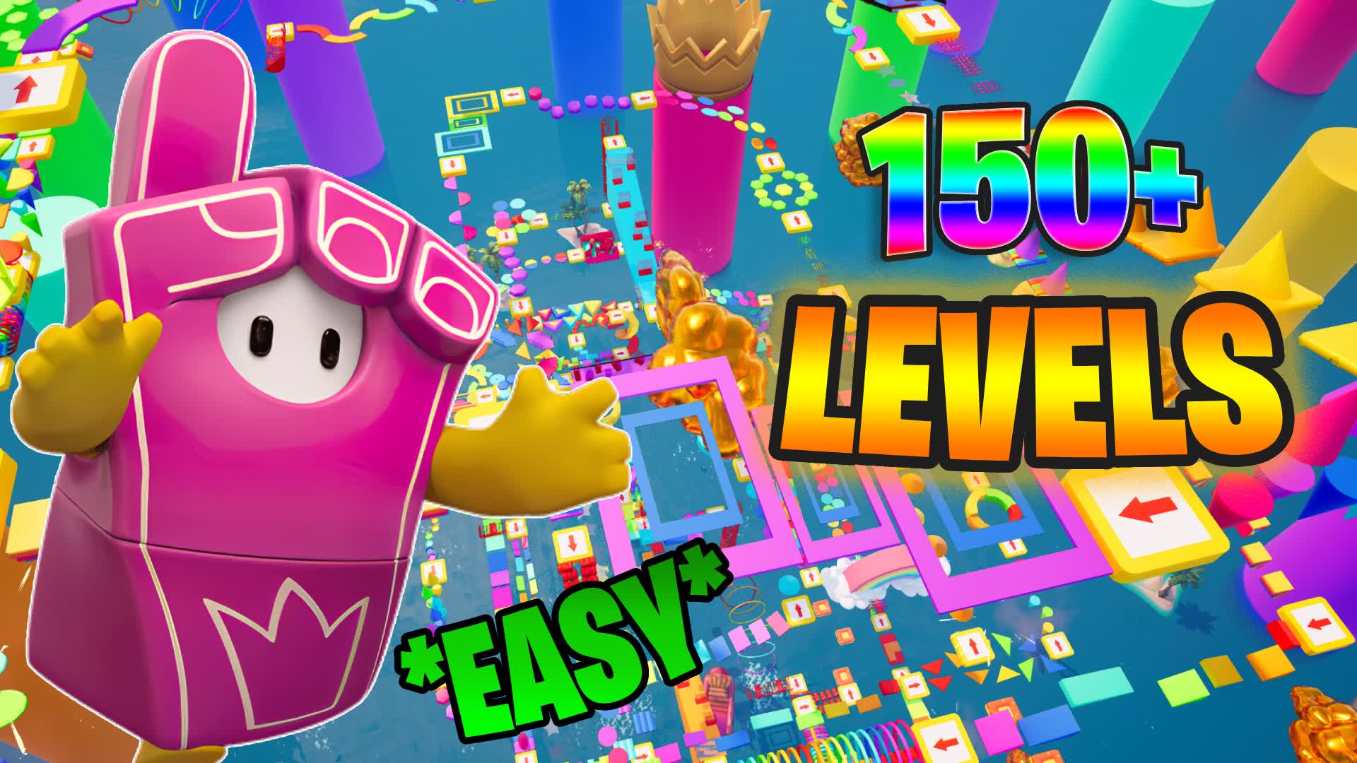🌈EASY FUN FALL GUYS RAINBOW OBBY🏆