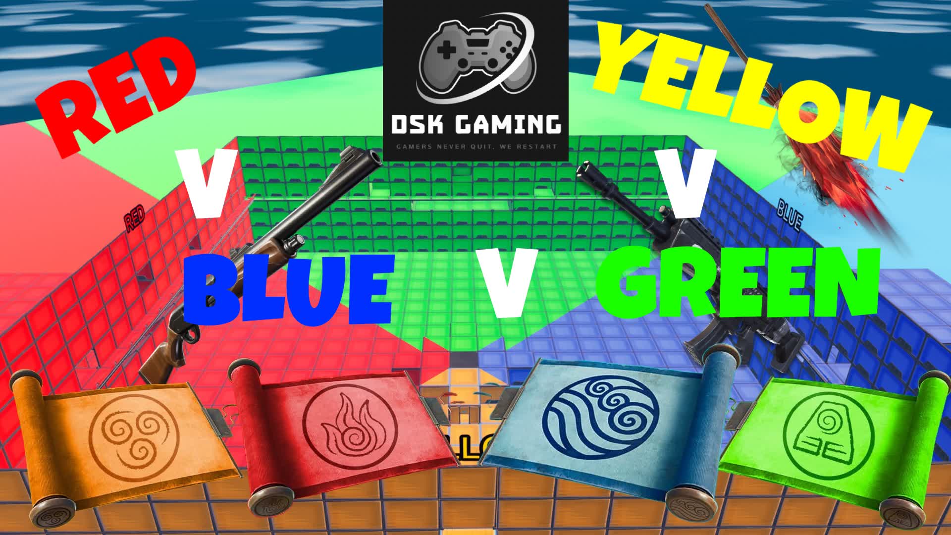 Red V Blue V Yellow V Green