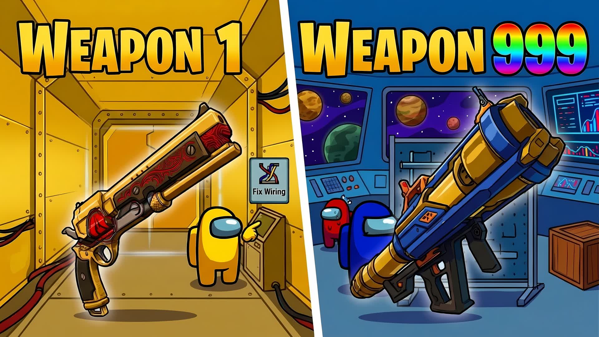 1V1V1🤫AMONG US ⭐GUN GAME 🔫ONE SHOT