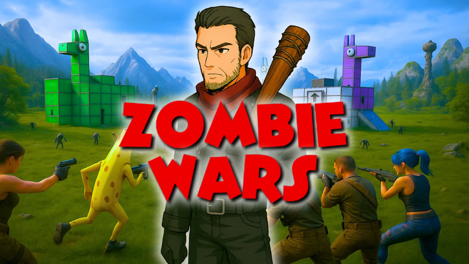 🧟 ZOMBIE WARS - 4 biomes! 🔥❄️🌊🏜️