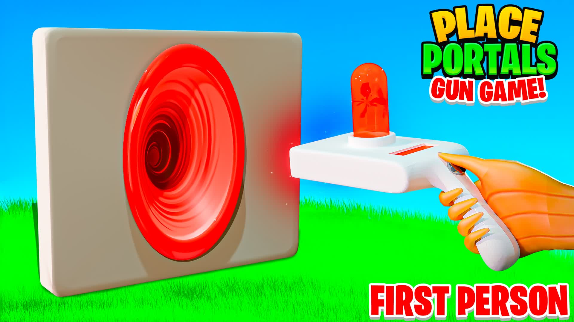 PLACE PORTALS GUN GAME > FIRST PERSON!