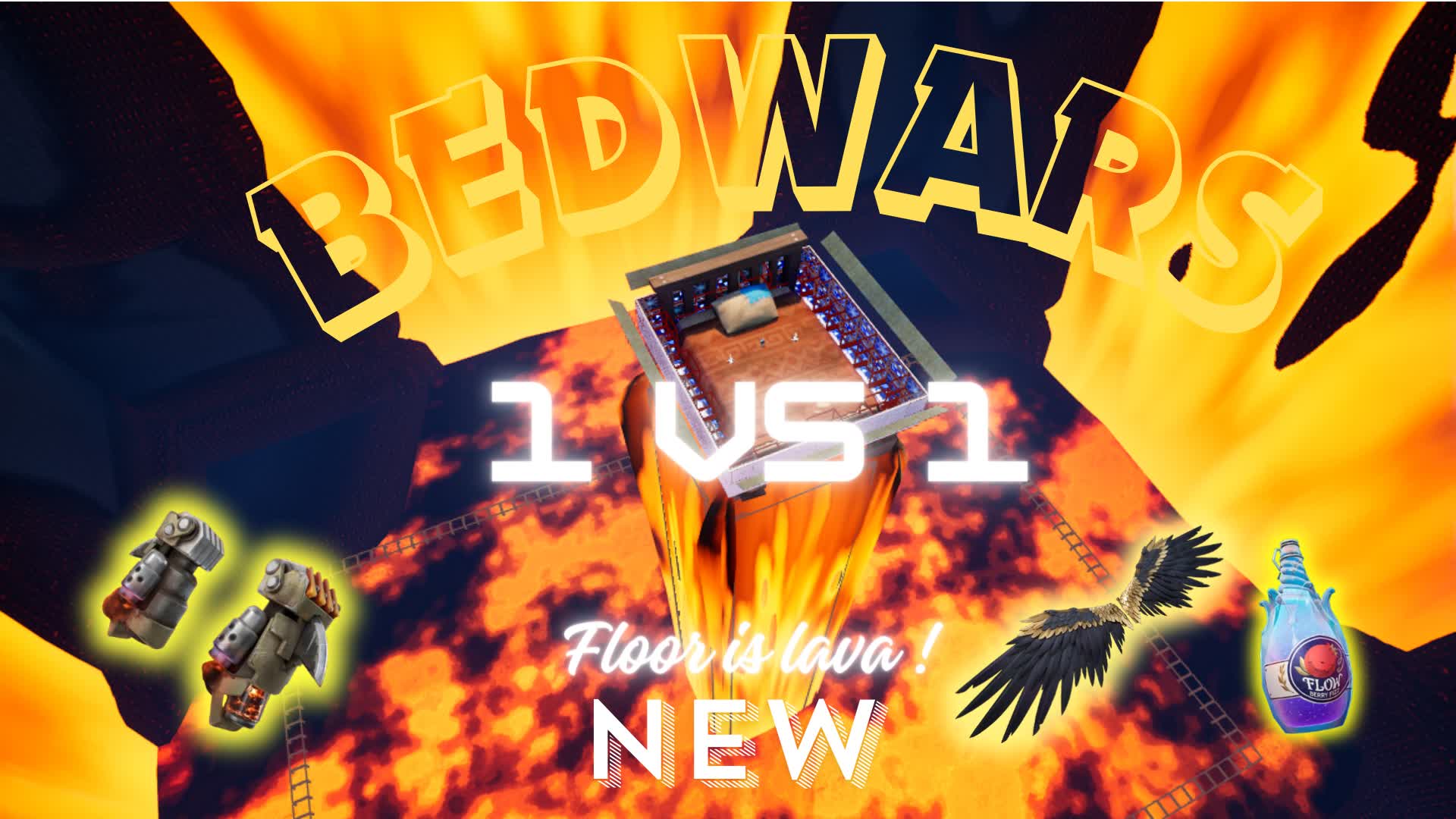 🛌​  BEDWARS THE FLOOR IS LAVA 1 VS 1 🔥