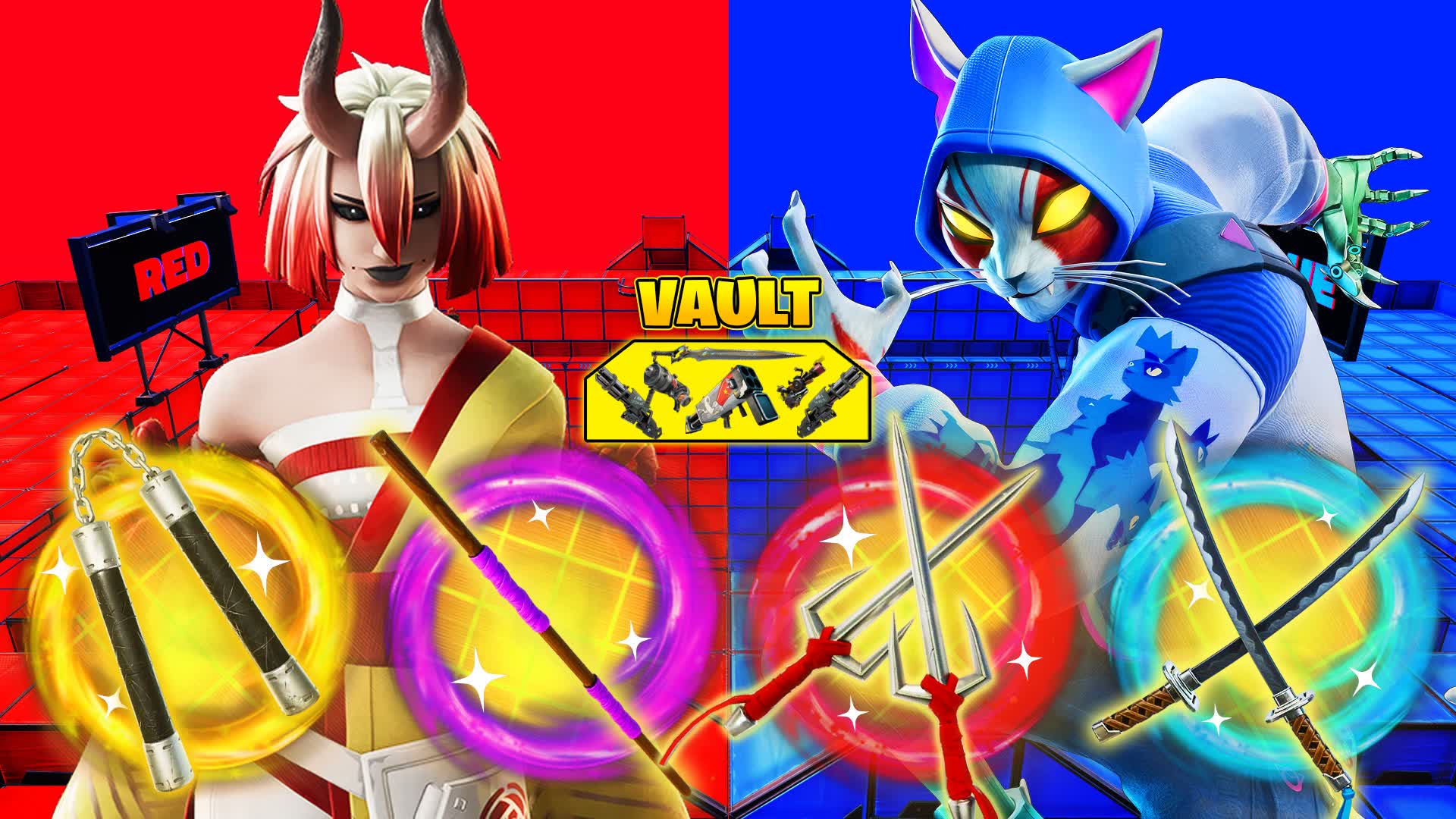 CH6 HERO RED VS BLUE⭐ALL WEAPONS 🔴🔵