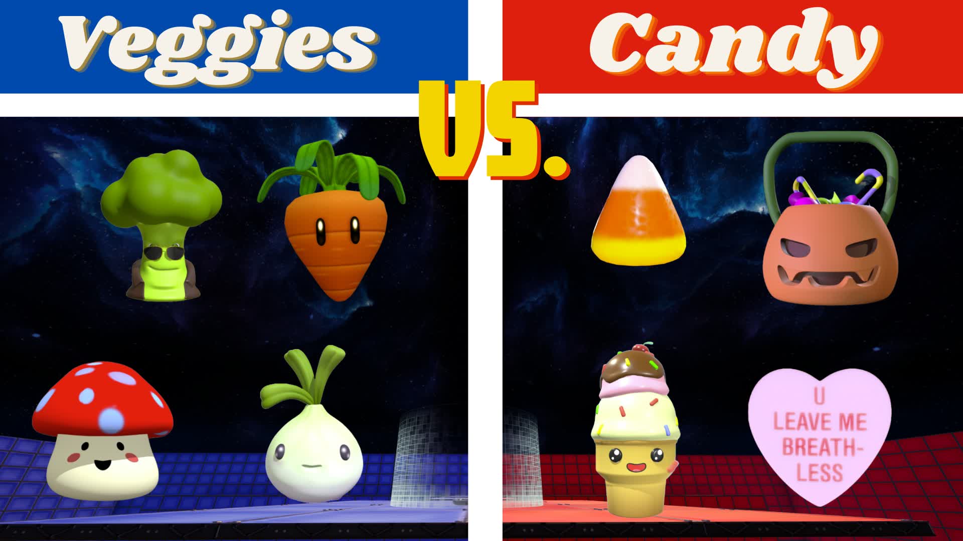 🔴Red Vs Blue🔵 - 🍫Candy Vs Veggies🥕